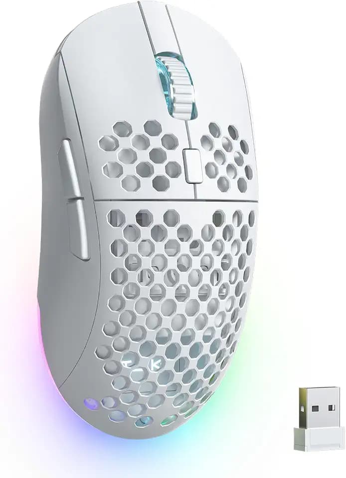 TMKB Wireless White Gaming Mouse, 24000 DPI, 180-Hour Battery