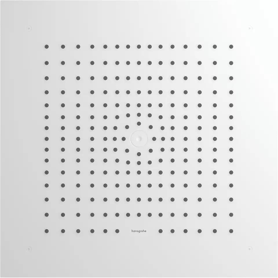 hansgrohe Raindance E - wassersparende Kopfbrause (EcoSmart) Deckenintegriert, eckige Duschbrause (400 x 400mm), Regendusche für Deckenmontage, Brausekopf mit Antikalk-Funktion, Mattweiß, 26253700