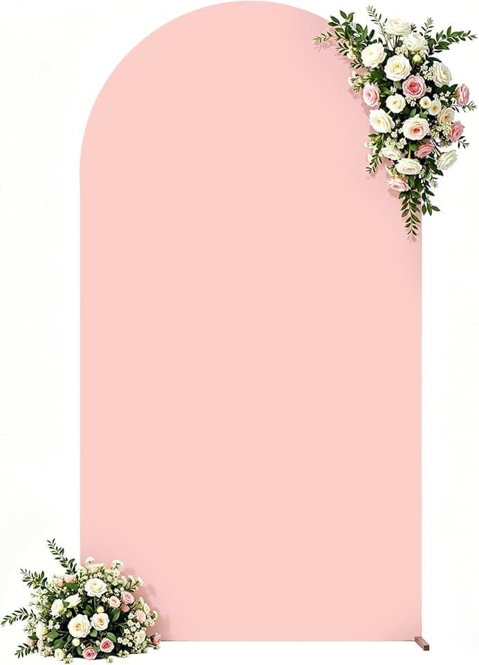 Pink Wedding Arch Cover, 7.2FT Arch Backdrop Cover, Spandex Arch Covers Stretchy Backdrop for Wedding Baby Shower Birthday Party Banquet Bridal Photo Arch Cover