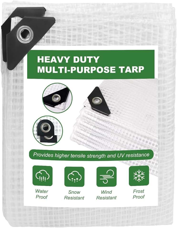 18 Mil Greenhouse Cover, 14x18FT Clear Tarps Heavy Duty Waterproof