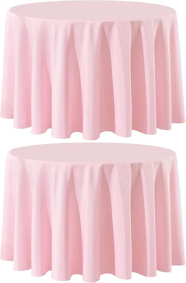 2 Pack Pink Round Tablecloths 120 Inch for Dining Tables