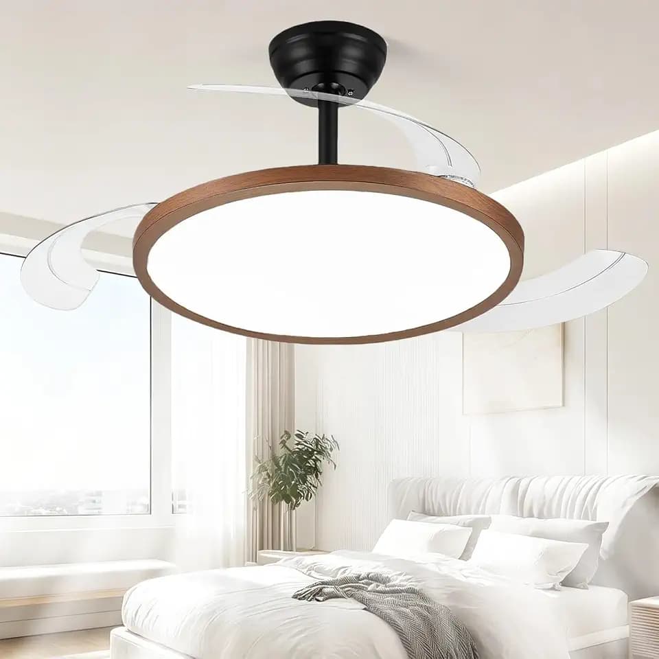 48'' Retractable Chandelier Ceiling Fan, Black