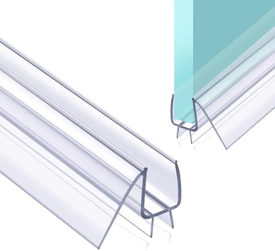 POZIA Shower Door Bottom Seal Frameless Glass Shower Door Seal Strip Clear Vinyl Durable Stop Shower Leaks and Create a Water Barrier Ultra Clear (1PACK-3/8in)