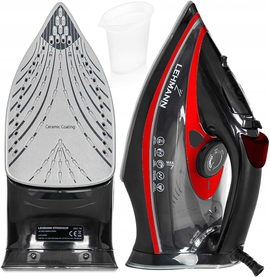 LEHMANN Bügeleisen Dampfbügeleisen Keramikfuß 3000 W Calc-Clean-Funktion 9in1 | hohe Dampfleistung | geringes Gewicht | Dampfstöße, Keramiksohlen zum Bügeln | Selbstreinigung und Zerstäuber