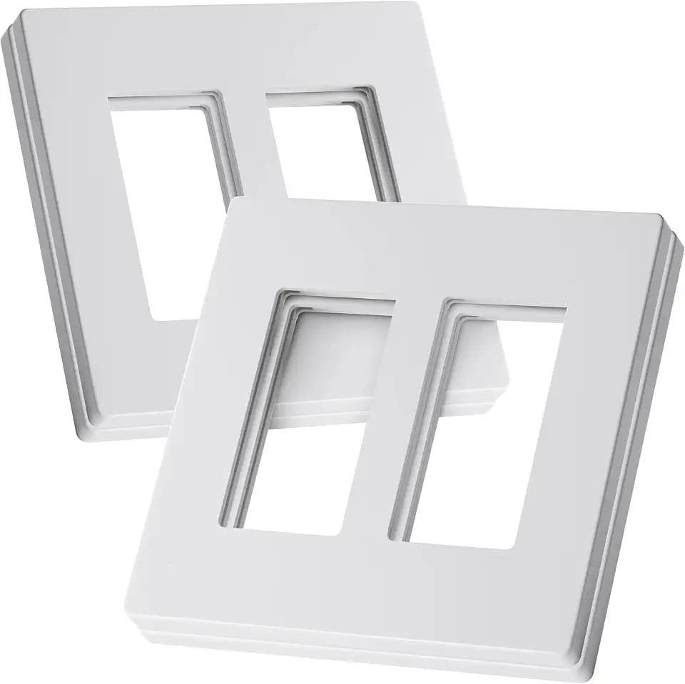 Bates- Screwless Decorator Wall Plates, Two Gang Switch Plate Covers, 4 Pack, Screwless Wall Plates 2 Gang, White Switch Plate Covers, Switch Cover Plate, Wall Switch Cover, Electrical Outlet Cover