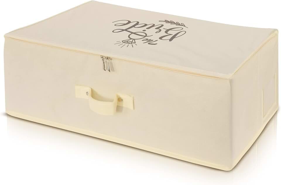 UK Hochzeitskleid Aufbewahrungsbox | Creme personalisiert Brautkleider unter Bett Aufbewahrungsboxen | unter Bett Kleidung Box mit 10 Säure frei Tissue Papiere | Raum Organizer Box | Medium