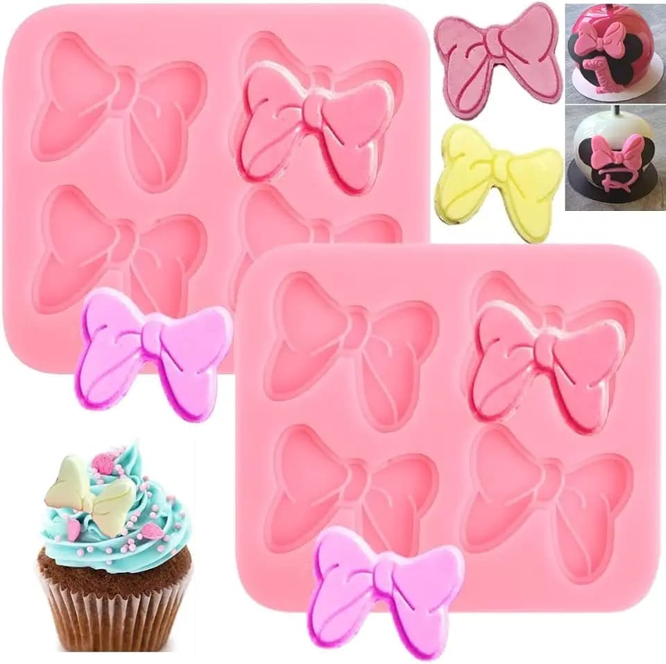 2 Stück Fondantformen aus Silikon, Dekorationsform für Schokolade, Bowknot Bow, Zucker, Silikon, Fondant, Schokolade, Schleifen, für Fondant, Schokolade, Süßigkeiten, Schleife, Silikon, Fondant,