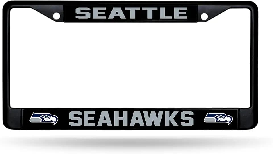 Rico Industries NFL Football Black Chrome Frame with Decal Inserts 12" x 6" Car/Truck Auto Accessory