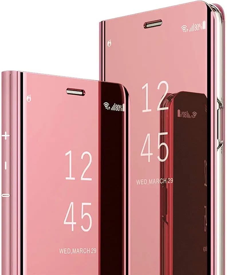 AICase Hülle für Galaxy S8 Hülle-Folio-Schutzhülle für Galaxy S8, Clear View Standing Cover mit Wake Up/Sleep Funktion, Spiegelnde Oberfläche, Hochglanzfinish Case (Rose Gold) - 5.8 Zoll