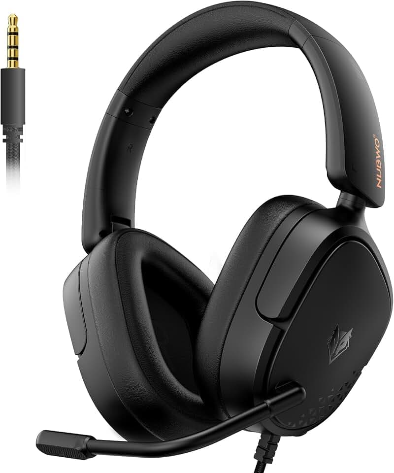 NUBWO HG04L Gaming Headset für PS5/PS4, Xbox Series X|S/Xbox One, Switch – 250g Leichtes, Klares Unidirektionales Mikrofon, Weiche Memory Ohrenschützer, 3,5mm Buchse für Gaming und Arbeit (Schwarz)