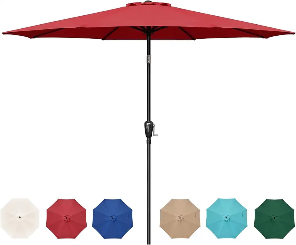 InfiniPower Outdoor Patio Umbrella Table Umbrellas with Push Button Tilt/Crank, UV Protection Waterproof for Garden Deck Backyard Pool,