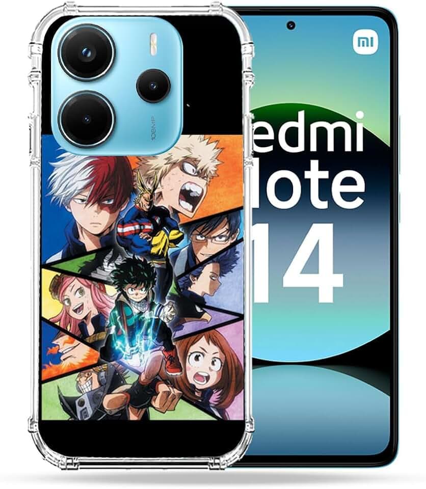 Verstärkte Schutzhülle für Xiaomi Redmi Note 14 4G Manga My Hero Academia, Schwarz