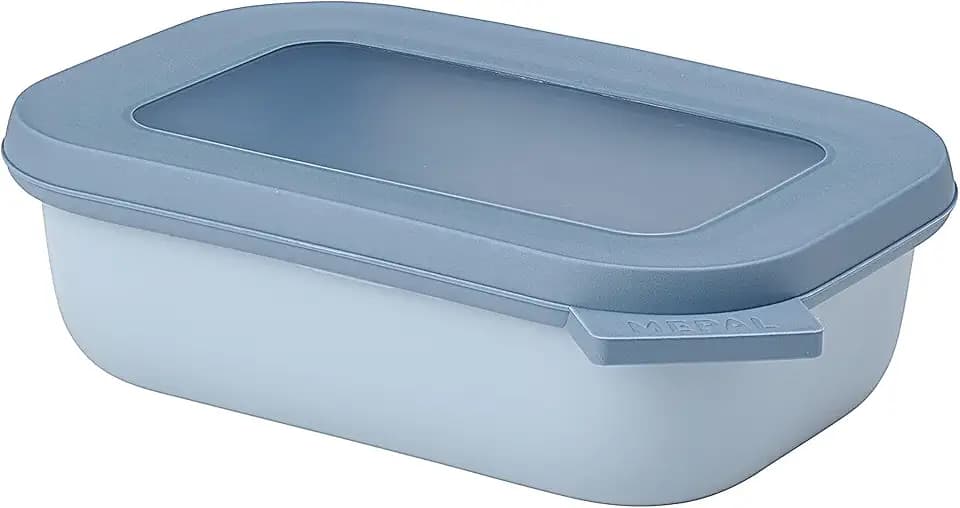 Mepal Multi Bowl Cirqula Rectangular - Mikrowellen Geschir - Geeignet als Luftdichte Aufbewahrungsbox für den Kühlschrank, Mikrowellengeschirr & als Frischhaltedosen - 500 ml - Nordic blue