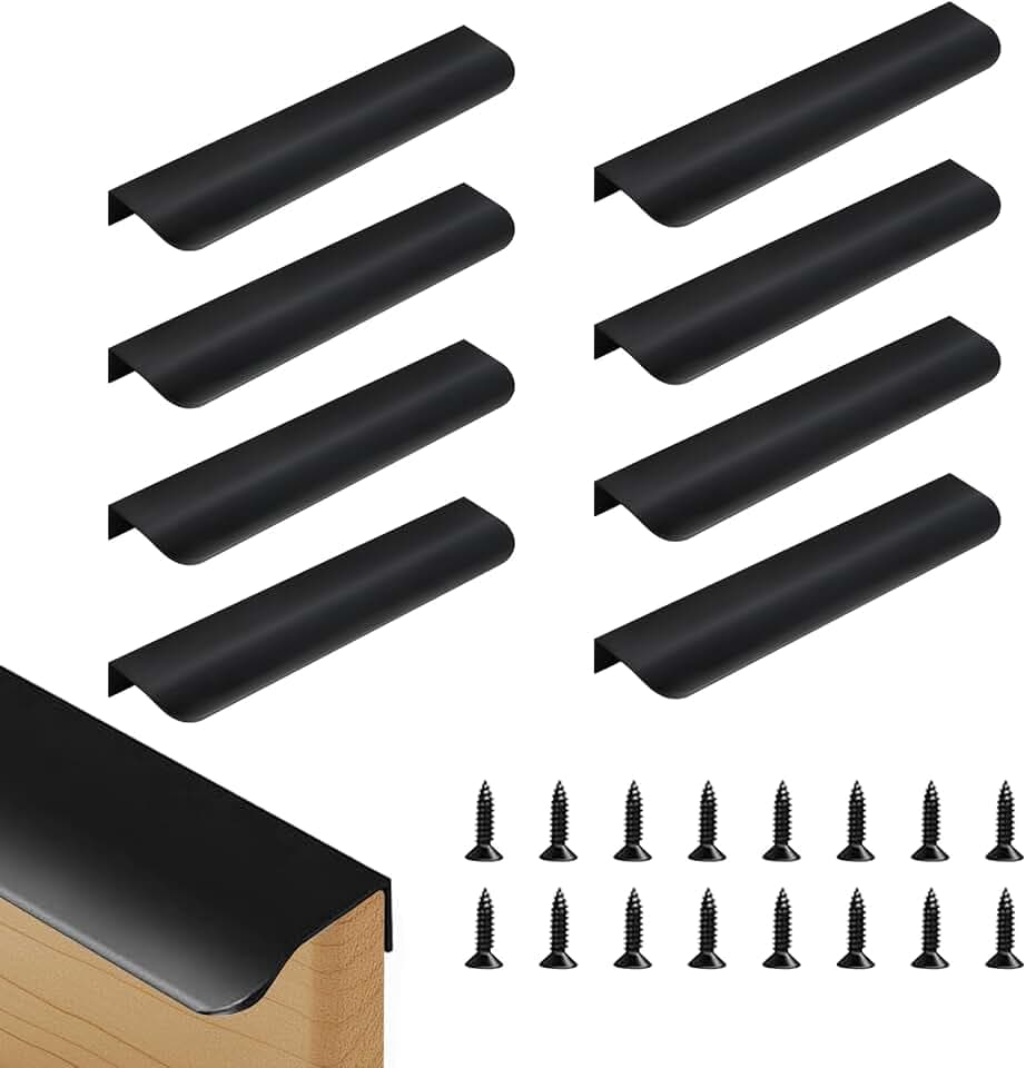 8 Pcs Schwarz Verdeckter Schrankgriffe,20cm Möbelgriffe Versteckter