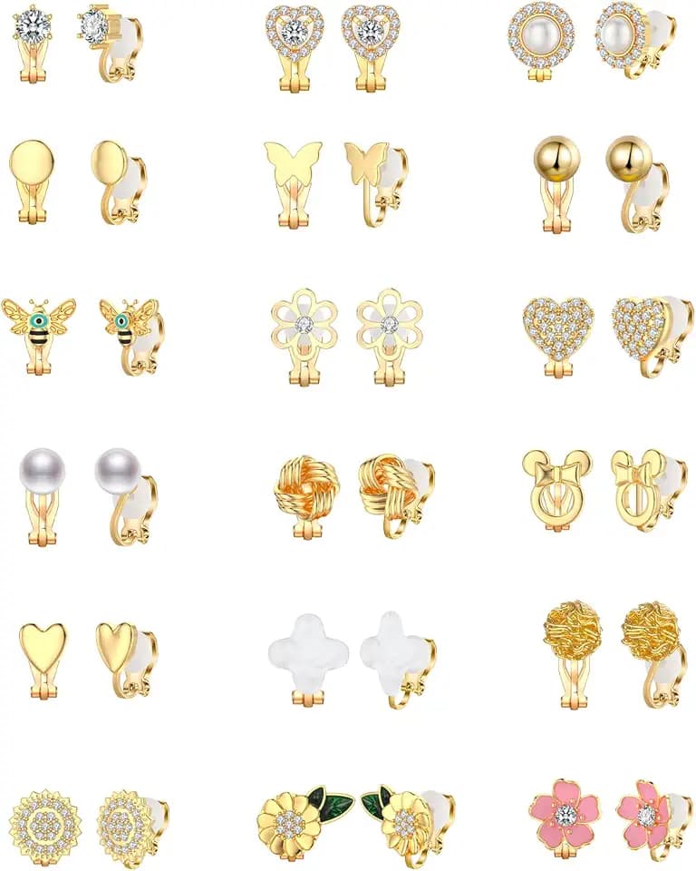 18 Pairs Clip on Earrings for Women Teens Girls