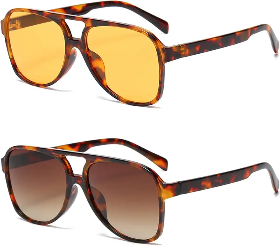 YAMEIZE Retro Nachtsicht Rechteckige Sonnenbrille für Damen Herren Quadratische Doppelsteg UV400 Schutzbrille zum Autofahren