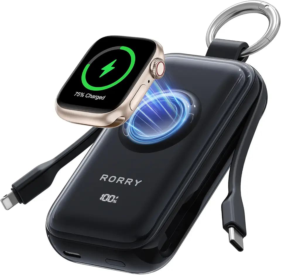 RORRY CharmGo Pro Powerbank 10000mAh,45W PD Power Bank mit USB C Kabel