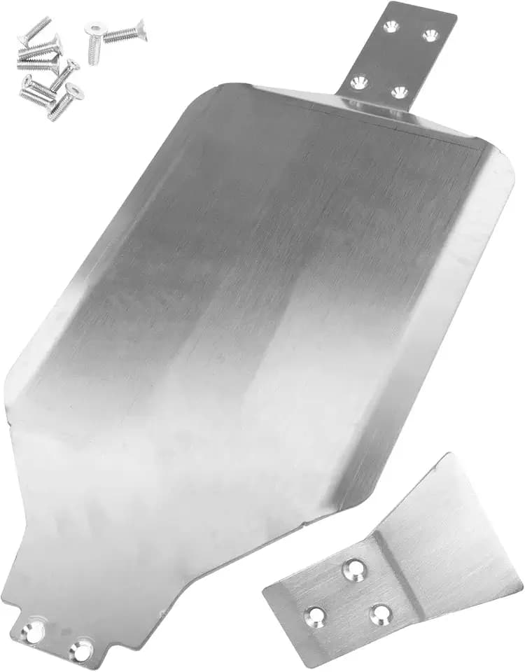 Stainless Steel Chassis Protect Armor Skid Plate Guard Upgrades Part for 1/10 Rustler 4x4 VXL,Chassis Protect Armor Full Version Hops Up,Silver