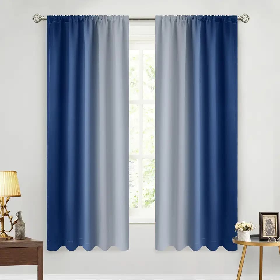 Yakamok Royal Blue Room Darkening Ombre Curtains for Bedroom 63 inches Long