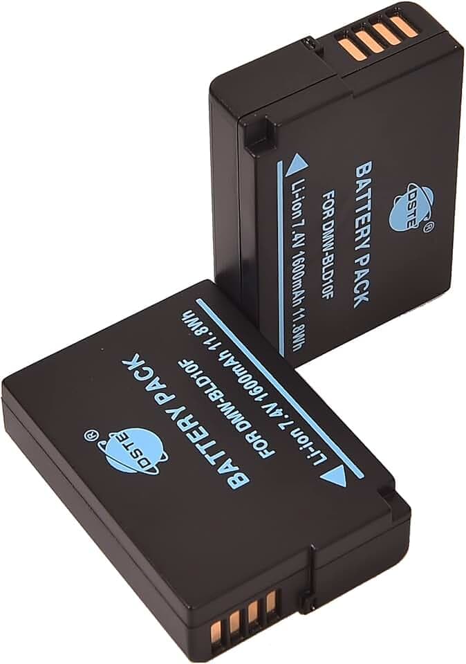 (2-Pack) DMW-BLD10E DSTE Ersatz Batterie Akku Kompatibel für Panasonic DMW-BLD10, DMW-BLD10E, DMW-BLD10PP, DE-A93B und Panasonic Lumix DMC-G3, DMC-GF2, DMC-GX1