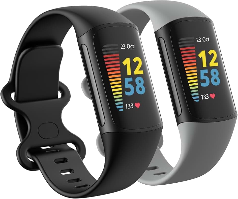 2 Pack Waterproof Bands Compatible with Fitbit Charge 6 / Charge 5 Bands