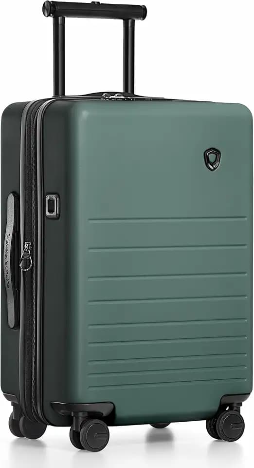 Traveler's Choice Markham Hardside Expandable Luggage with Double Spinner Wheels, Carry-On 22-Inch Suitcase, TSA Lock, Green