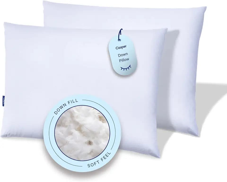 Casper Sleep Down Pillow for Sleeping, King, White, Two Pack