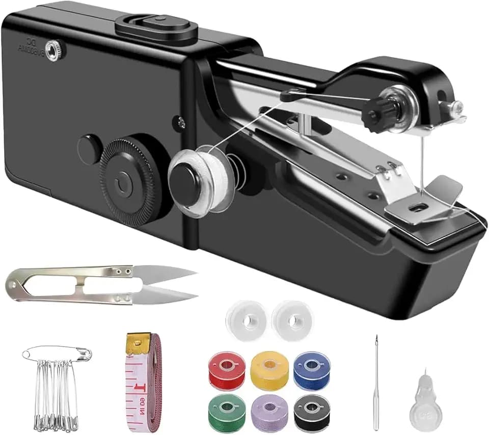 Nähmaschine,Handnähmaschine,Tragbare Mini Elektrische Nähmaschine mit Nähzubehör, für Anfänger, Einfach Bedienbar für Leder, Stoffe, Kleidung & Heimtextilien (Samen)