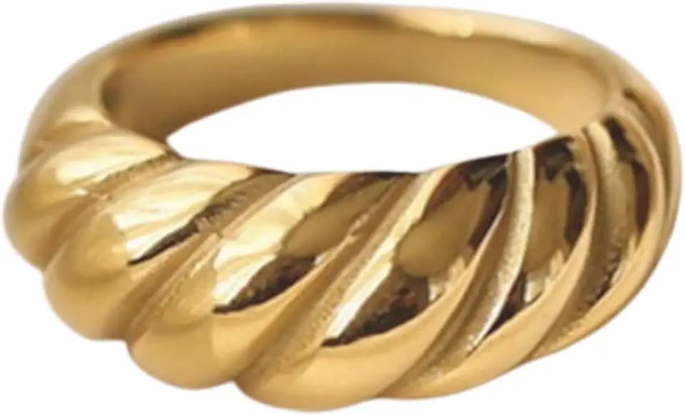 18K Gold Plated Ring for Women | Chunky Gold Stackable Ring | Dome Ring | Thick Gold Band Ring
