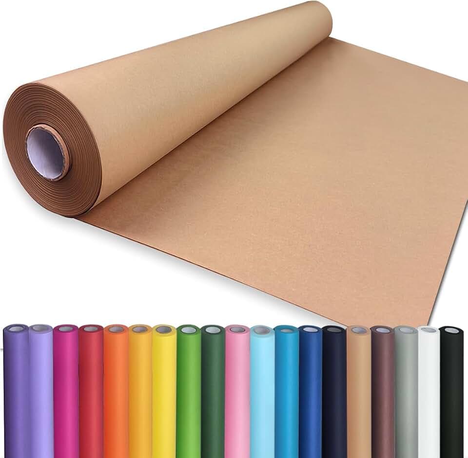PerkHomy 48" x 1,440" (120') Brown Kraft Paper Roll for Craft Bulletin Board Paper Art Table Covering Crafting Gift Wrapping Bouquet Packing Parcel 70GSM 50LB (Brown, 48" x 120')