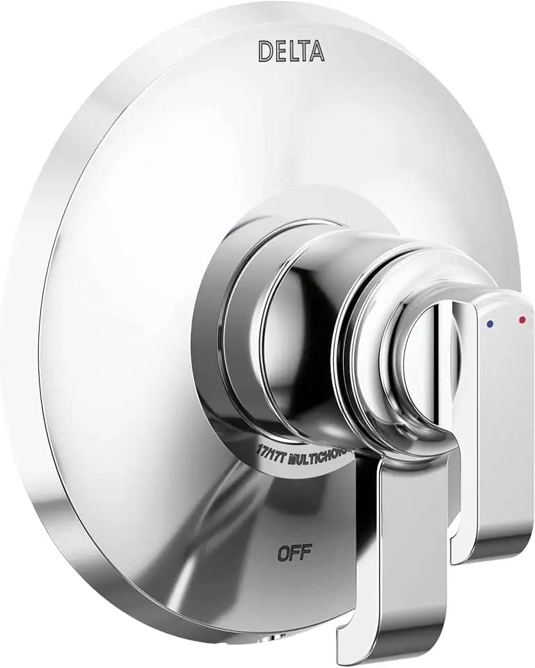 Delta Faucet Tetra 17 Series Dual-Function Chrome Shower Valve Trim Kit, Shower Handle, Delta Shower Trim Kit, Lumicoat Chrome T17089-PR (Valve Not Included)