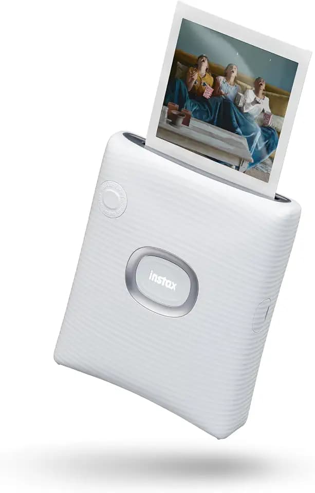 FUJIFILM instax SQUARE Link™ Smartphonedrucker | Mobiler Fotodrucker fürs Handy mit Direktdruck aus Smartphone-Galerie & Videos, AR-Print mit QR-Codes, Collagen, Stickern & App-Bearbeitung | Ash White