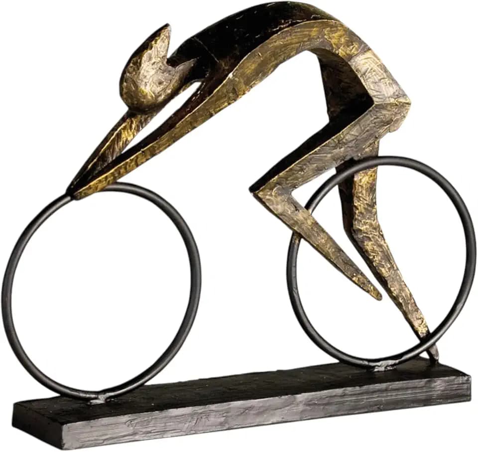 Casablanca Skulptur Racer, Deko Figur Bronze, Kunstharz u. Metall Statue Wohnzimmer, Büro Dekoration H. 28,5 cm x B. 36 cm - Fahrrad Skulpturen, Fahrradfahrer, Bike, Rennradfahrer