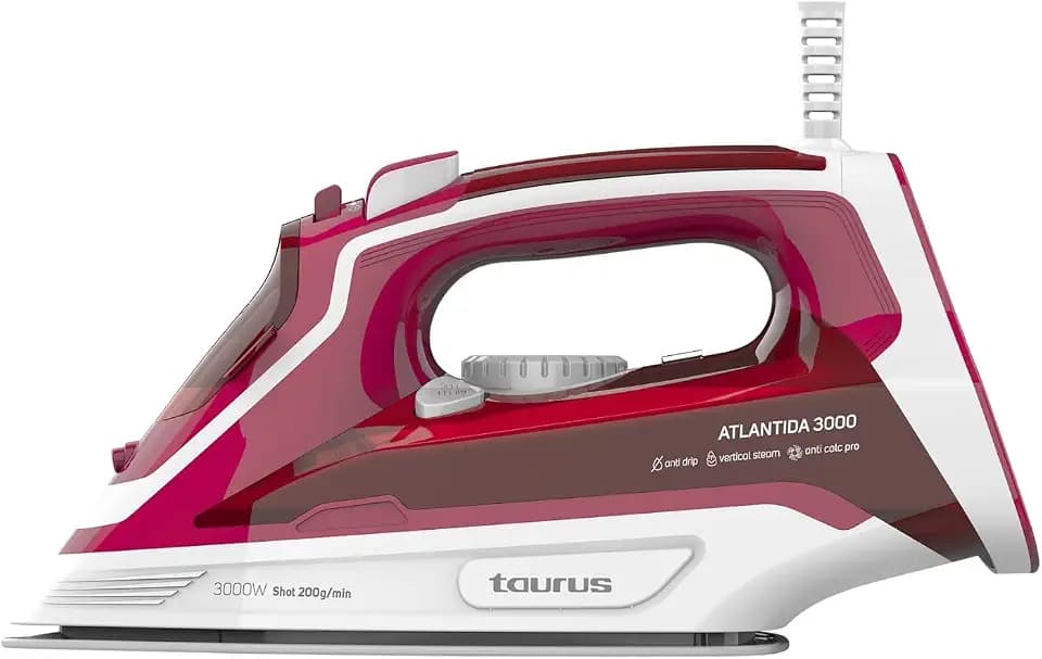 Taurus – Dampfbügeleisen Atlantida 3000, 3000W, Dampfstoß 200 g/min, Dauerdampf 45 g/min, Keramiksohle, Sprühfunktion, Doppeltes Anti-Kalk-System, Selbstreinigung, Tropfstopp