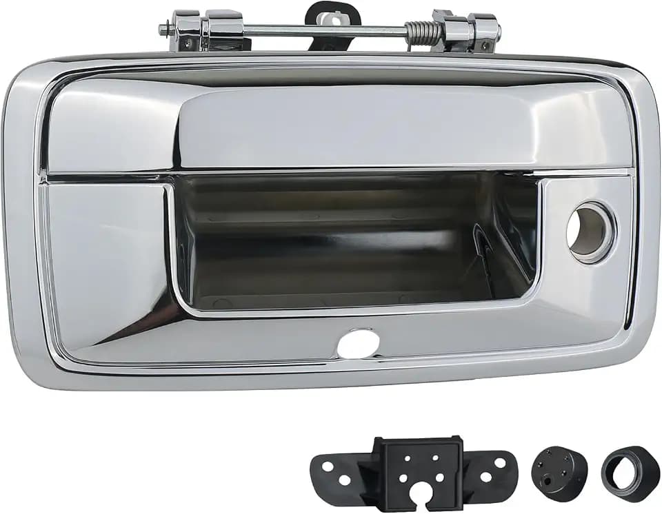 Tailgate Handle with Camera Hole Liftgate Latch Handle with Keyhole Chrome Fit for 2014-2015 Chevrolet Chevy Silverado Sierra 1500 Replaces 23448681