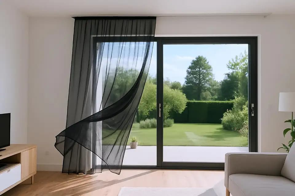 Moskitonetz Vorhang Mit Ringen Für Fensterhalter Mit Fransen Dichtes Netz Einfache Montage Innen Außen Insektenschutz Fliegen Mücken Für Türfenster Wohnzimmer Schlafzimmer 150x250cm (Grau)