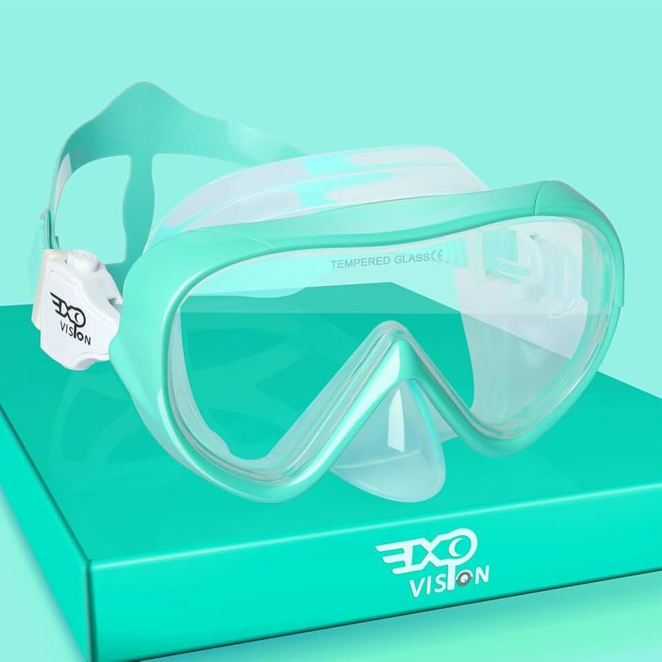 Kinder Taucherbrille 180° Panorama Kind Schnorchelmaske, Anti Nebel Tauchmaske gehärtetes Glas Schwimmmaske Junge Silikon Tauchermaske Mädchen Schwimmbrille mit Nasenabdeckung 4-16