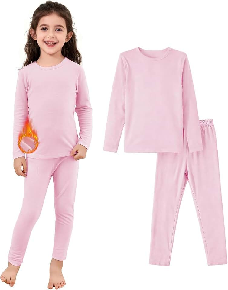 Zando Thermounterzieh-Set für Kinder, 2–6 Jahre, langärmeliges Thermo-Top und Strumpfhosen-Leggings für Kinder