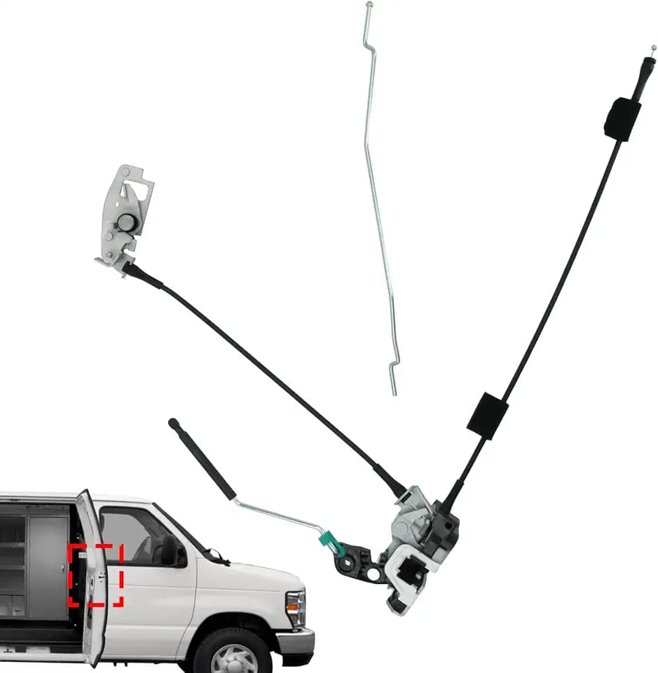 Side Door Latch Assembly with Cable & Rod for Ford 1992-2019 E150
