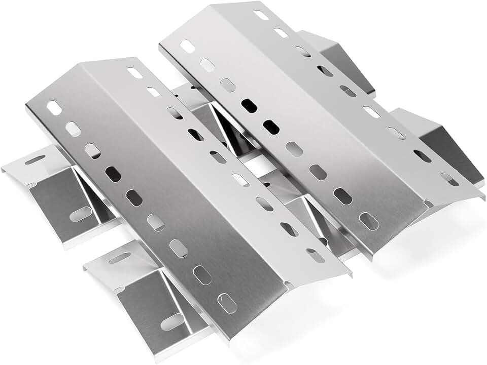 GFTIME 42 x 15 cm Brennerabdeckung Heizplatte Ersatzteile, Edelstahl Flammenverteiler Hitzeschild Zubehör, 4 Stück