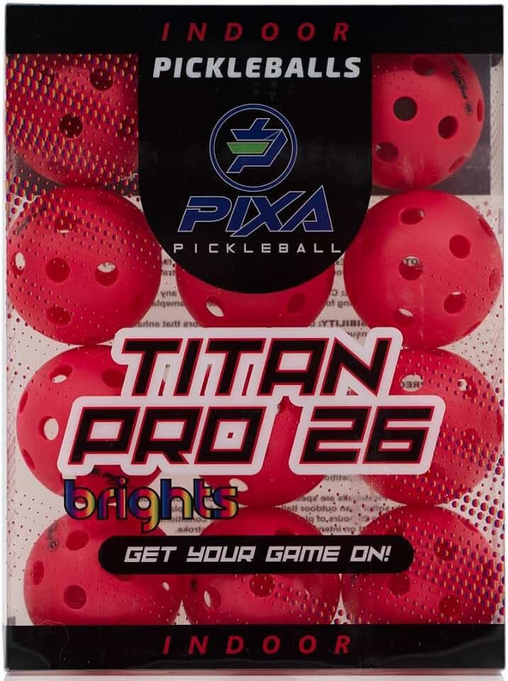 PIXA Titan Pro 26 Indoor Pickleball - USAPA Approved, Durable Indoor Pickleballs, Consistent Bounce, Smooth Flight, Ideal for Competitive Play- Packs of 3, 6, 12, 50