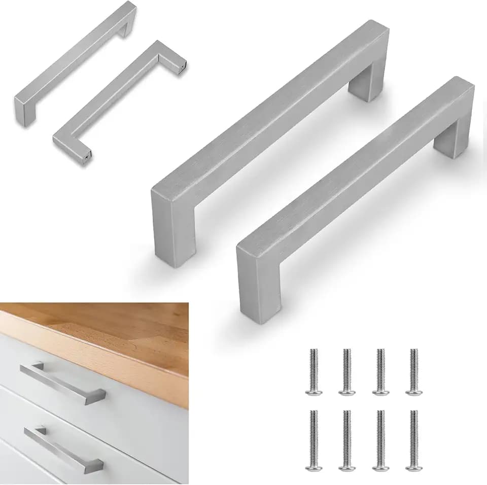 flintronic 2 Stück Möbelgriffe, Küchengriffe Silber mit Lochabstand 160mm