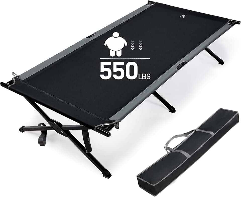 EVER ADVANCED Extra Wide Camping Cot for Adults Oversized XXL Sleeping Cots Folding Cot Bed with Carry Bag, 84.3" L x 41.9" W, Support to 550 lbs