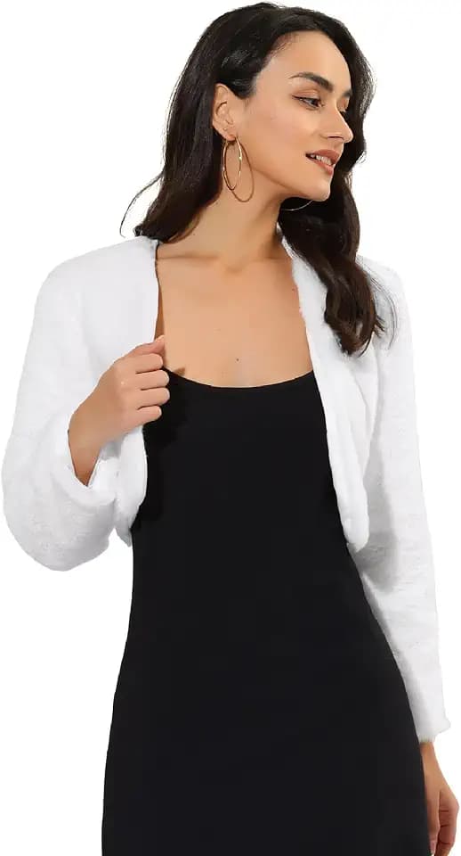 Allegra K Damen Langarm Bolero Felljacke Kunstpelz Hochzeit Mantel