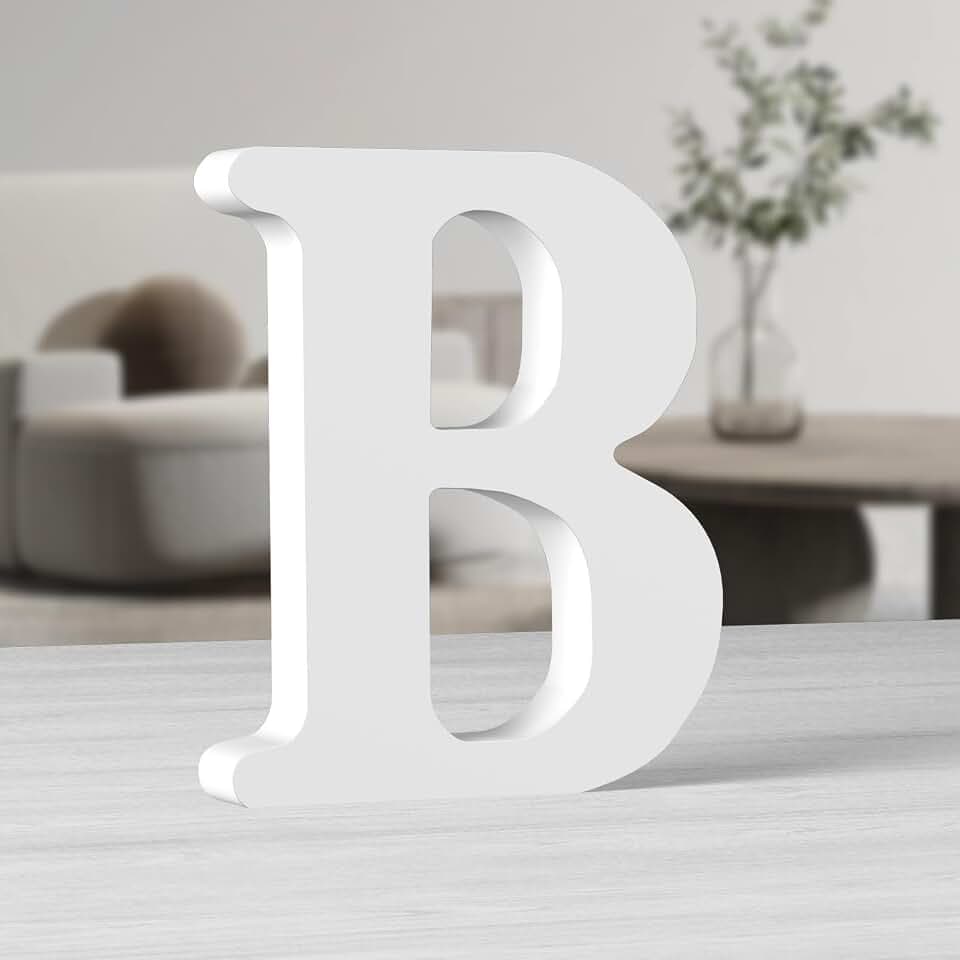 Holzbuchstaben in Weiß, 25,4 cm (10 Zoll), unlackiert, für Wanddekoration, stehende Buchstaben, dekorativ, große Buchstaben für Wanddekoration für Partyprojekte zu Hause (B)
