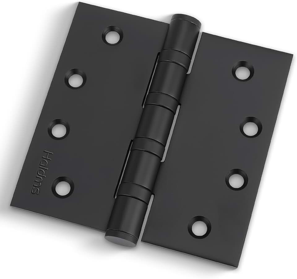 Haidms 6 Pack 4 inch Matte Black Door Hinges with 5/8" Radius Corners