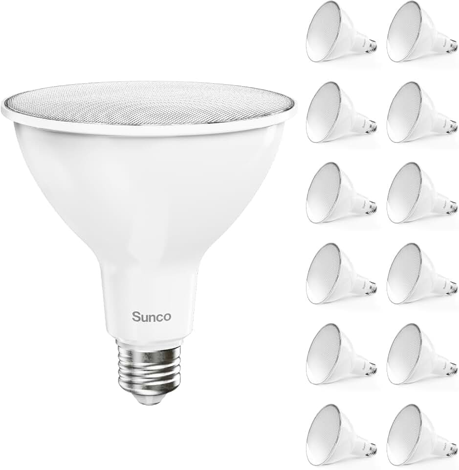 Sunco 12 Pack PAR38 LED Flood Light Bulb, 13W=100W, Dimmable, Waterproof
