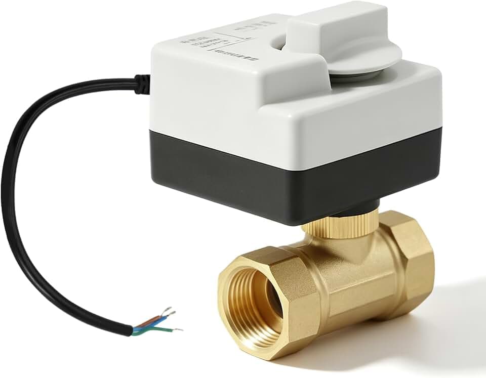 DN25 Motorkugelhahn mit Manueller Funktion: Drei-Leiter-Zweikontroll-Messingventil Zonenventil, 2 Wege AC220V Kugelventil Elektrisch, Wasserventil Elektrisch Motorventil