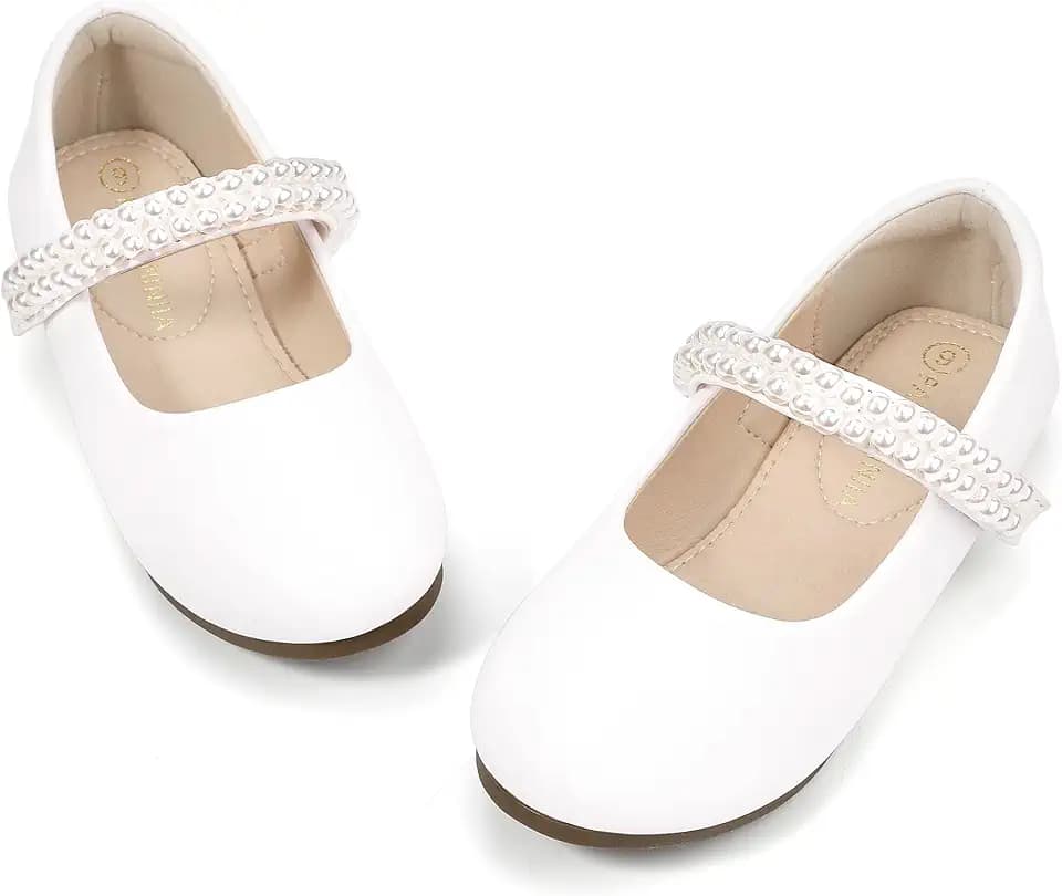 PANDNAINJIA Flower Girls Dress Shoes Toddler Ballet Flats