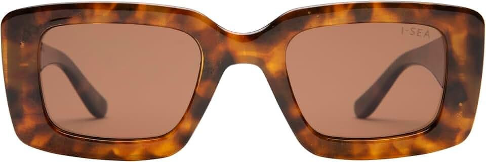 I-SEA EMORY Rectangle Sunglasses, Polarized Lenses, UV Protection, Raspberry/Plum, Black/Smoke, Tort/Brown